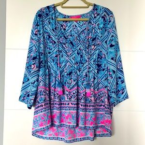 Lilly Pulitzer Marilina chiffon tunic top with tassels